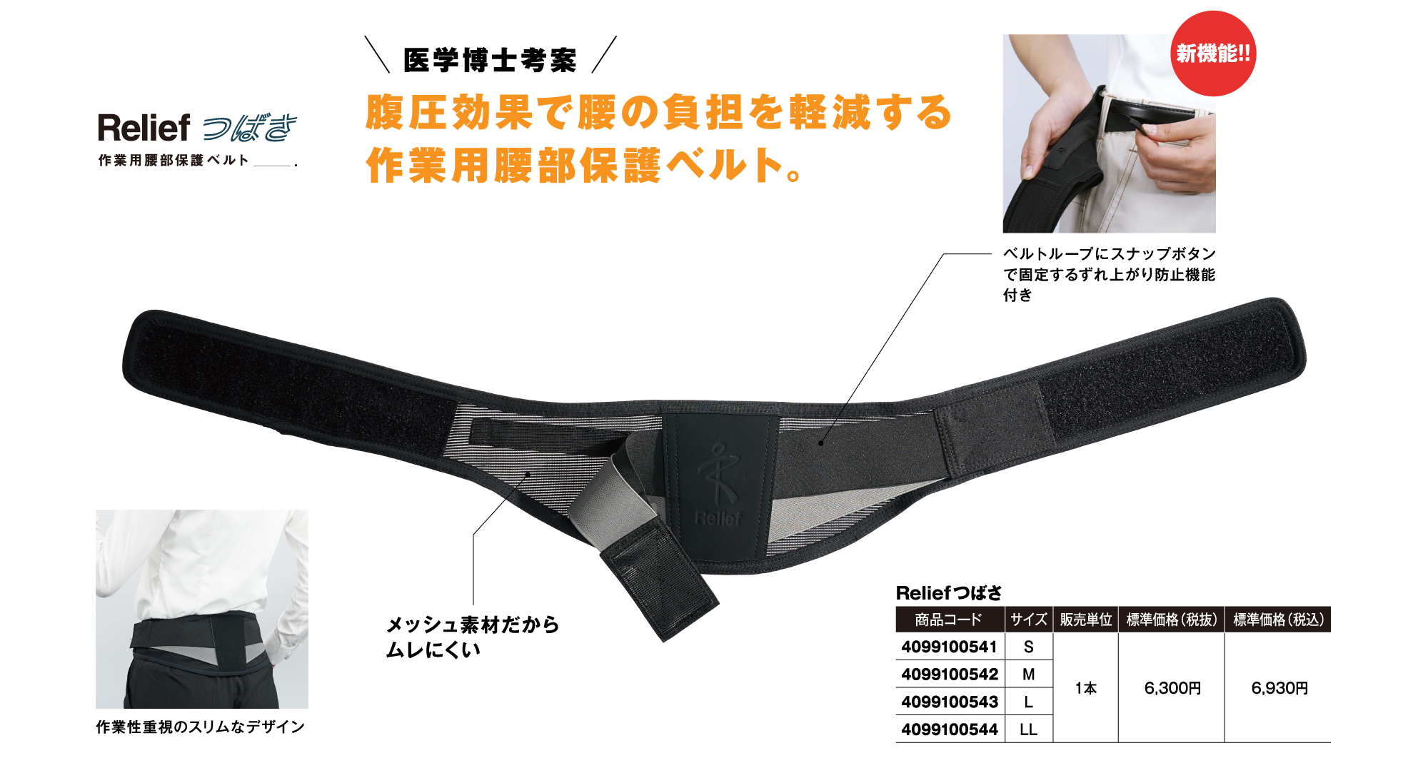 医学博士監修 作業用腰部保護ベルト 「Reliefつばさ」発売のお知らせ
